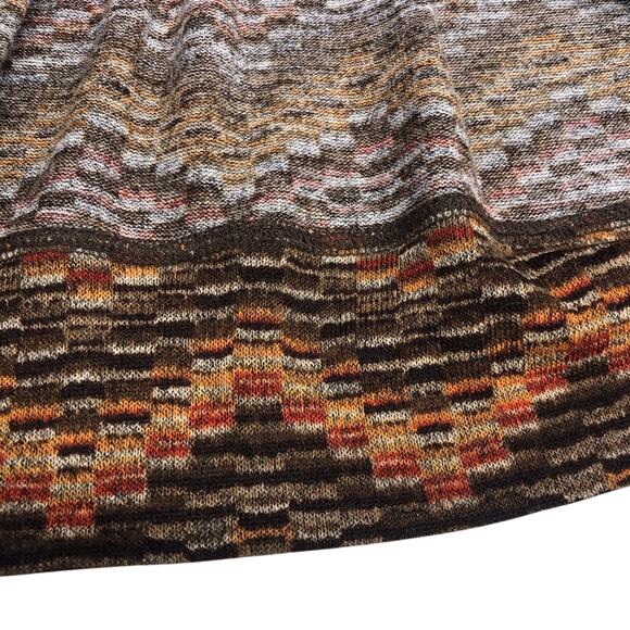 New Directions Orange Green Tan Chevron Print Knit Dress Long Sleeve Cowl Neck - Picture 4 of 16